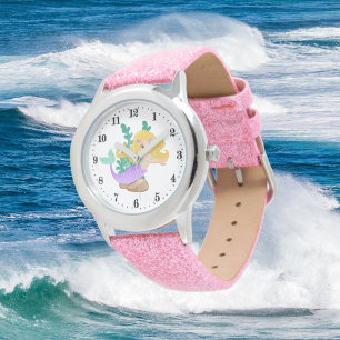 Montre mignonne plage sirène amoureux ajouter nom fille e