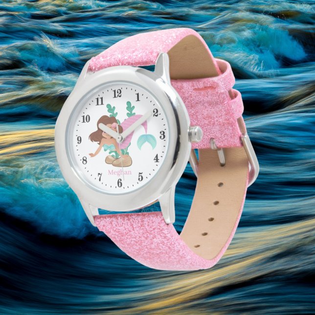 Montre mignonne plage sirène amoureux ajouter nom fille e (Créateur téléchargé)