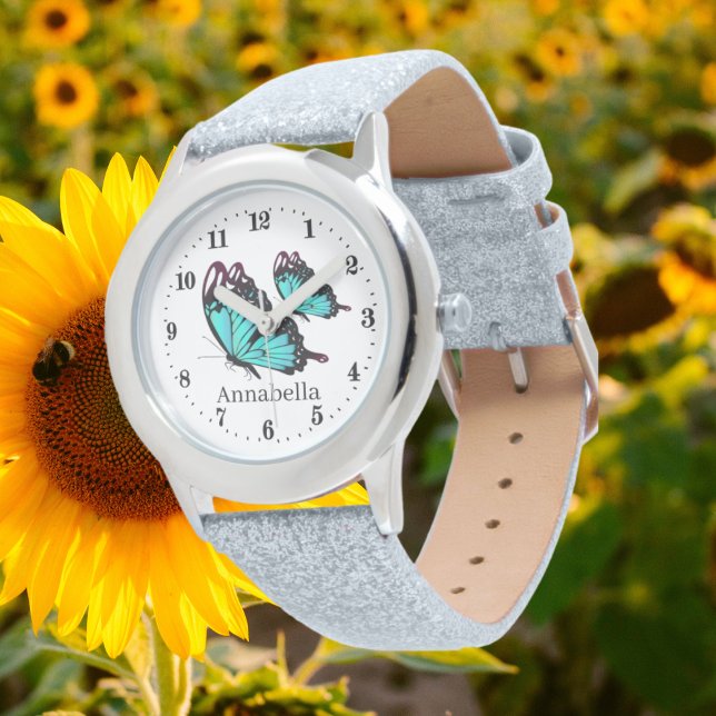 Montre mignonnes filles papillon amoureux ajouter le nom (Créateur téléchargé)