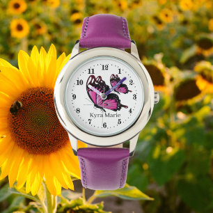 Montre mignonnes filles papillon amoureux ajouter nom Wat