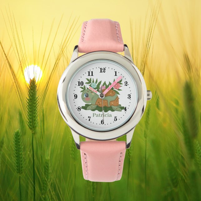 Montre mignonnes filles tortues amantes ajouter le nom (Créateur téléchargé)
