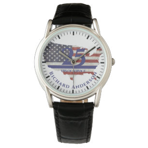Montre Mince Ligne Bleue Police US FLAG retraite Patrioti
