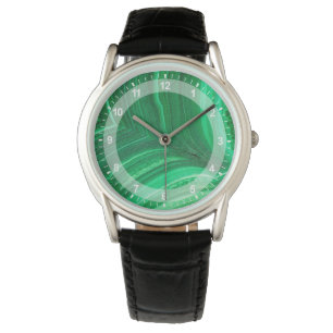Montre Minéral de Malachite vert brillant