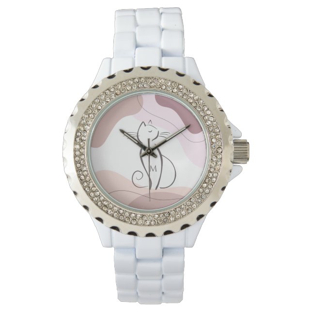 Montre Mini Chat Noir Formes Boho Bio Monogramme (devant)