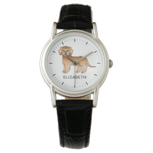 Montre Mini Goldendoodle Abricot Dessin Animé Chien & Nom