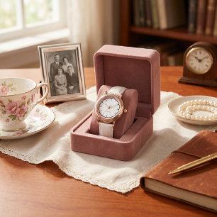 Montre Minimaliste Rose Moderne Nom Personnalisé Grand-mè