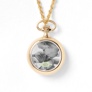 Montre Mint Green Minimalist Photo Mère's Day Watch