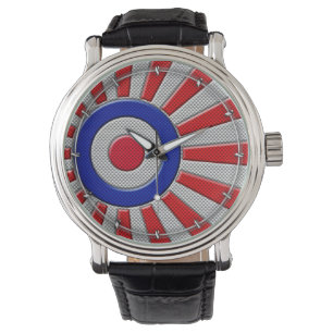 Montre Mod Roundel Sunburst asiatique en fibre de carbone