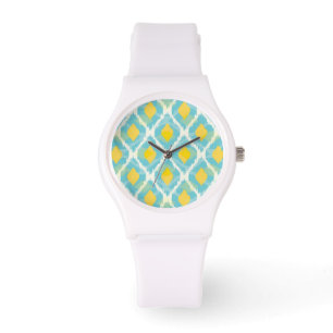 Montre Mode tribal moderne ikat bleu jaune