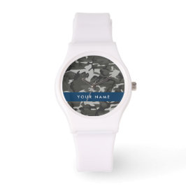 Montre Modèle de camouflage gris, Votre nom, Personnalise