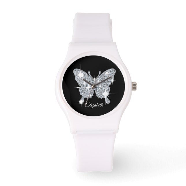 Montre Modèle de papillon étincelant au diamant (Recto)