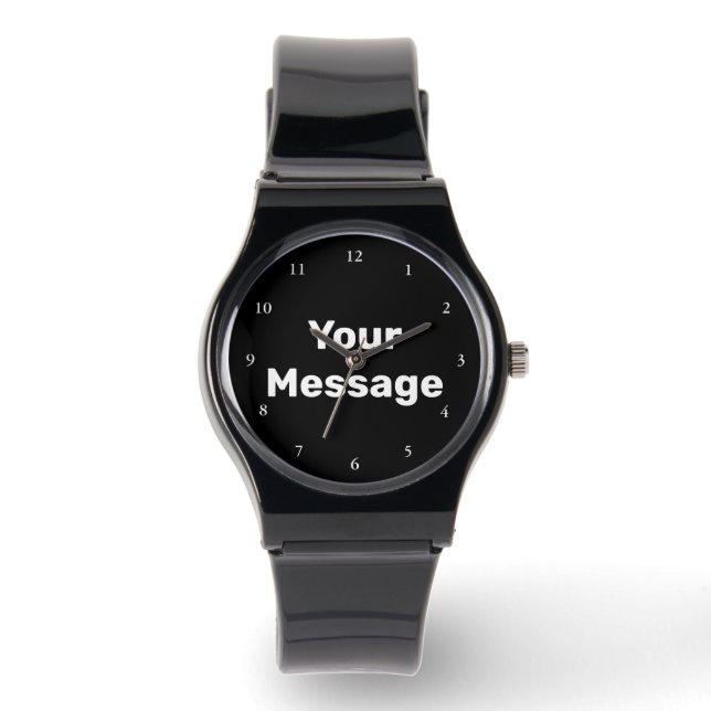 Montre Modèle de texte de message noir et blanc simple (Recto)