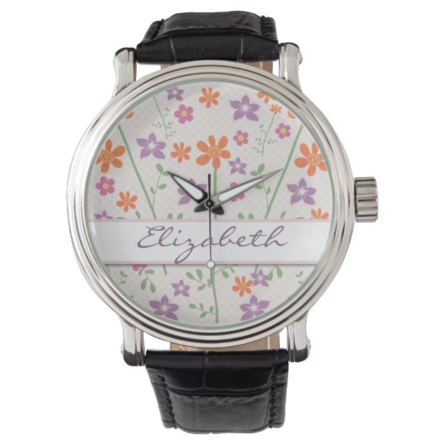 Montre Modèle floral chic Design Monogramme (devant)