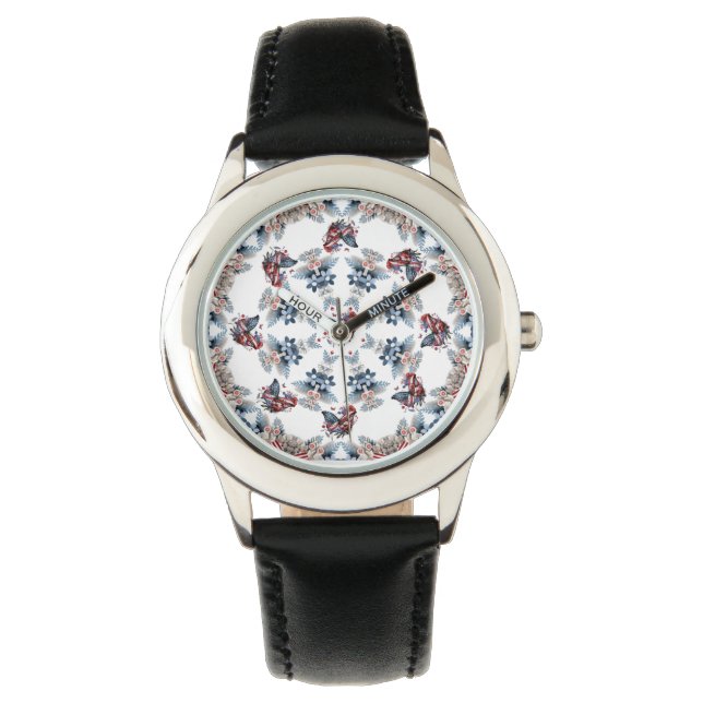 Montre Modèle kaléidoscope de papillon patriotique (devant)