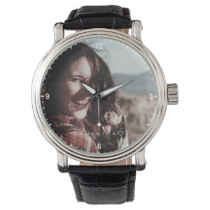 Montre Modèle photo de nom personnalisé minimaliste
