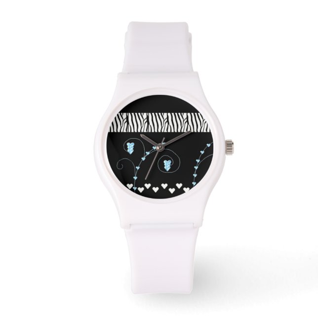 Montre Modèle Zèbre avec Coeurs (Recto)