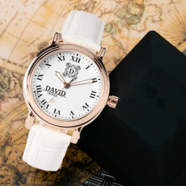 Montre Modern Elegant Black and White Custom Name