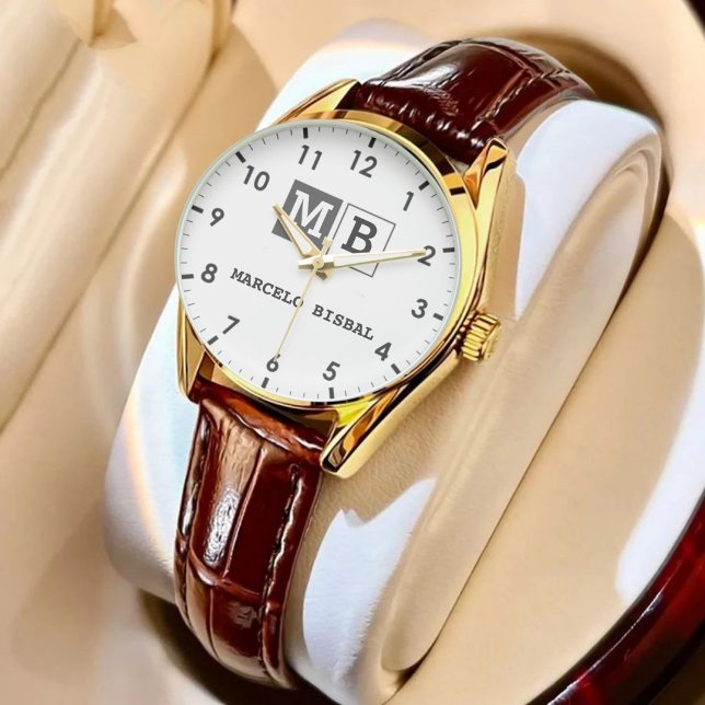 Montre Modern Minimal Typography White Paper Square (Créateur téléchargé)