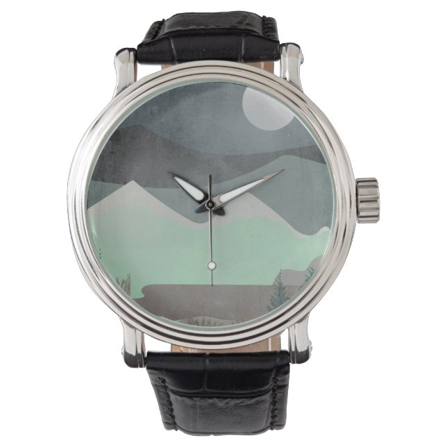 Montre Modern Moon and Mountains Abstract Landscape Art (devant)