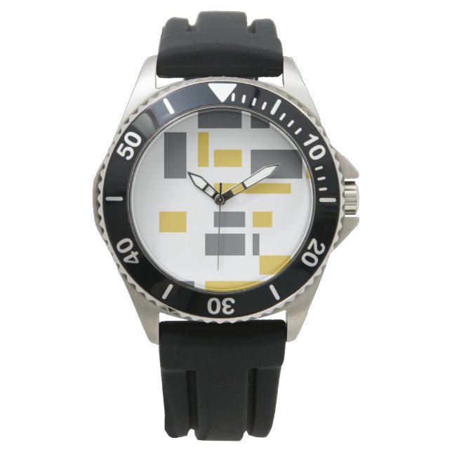 Montre Modern, simple, cool geometric yellow gray pattern (devant)