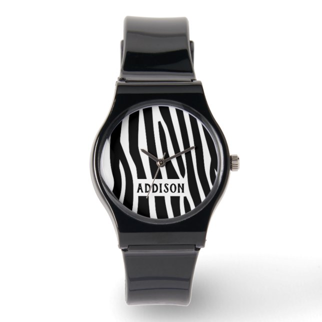 Montre Modern Zebra Striped Personalised (Recto)