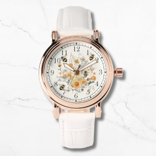 Montre Moderne Fleur sauvage Floral Bee Élégante Chic Wom