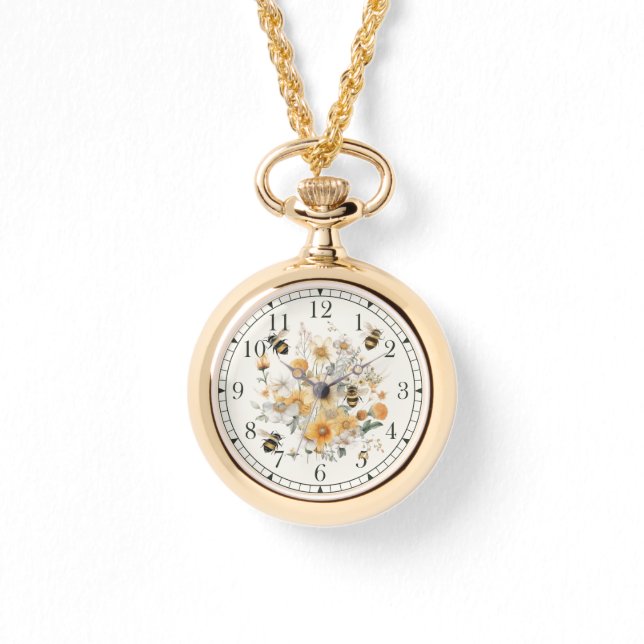 Montre Moderne Fleur sauvage Floral Bee Élégante Chic Wom (Recto)