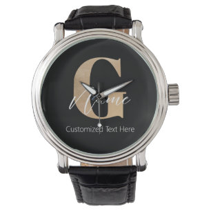 Montre Moderne Initiale G Monogrammée Et Nom Personnalisé