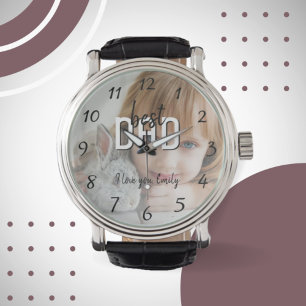 Montre Moderne Meilleur papa photo complète Fête du Père