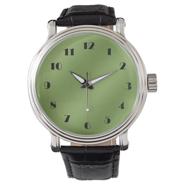 Montre Moderne mignon Solide dégradé vert motif d'onde (devant)