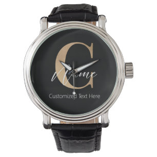 Montre Moderne Monogramme Initial C & Nom Personnalisé