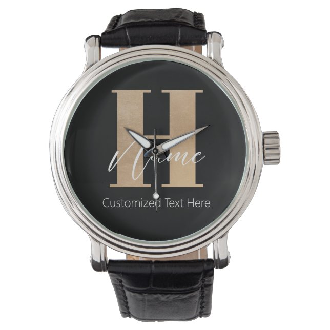 Montre Moderne Monogramme Initiale H & Nom Personnalisé (devant)