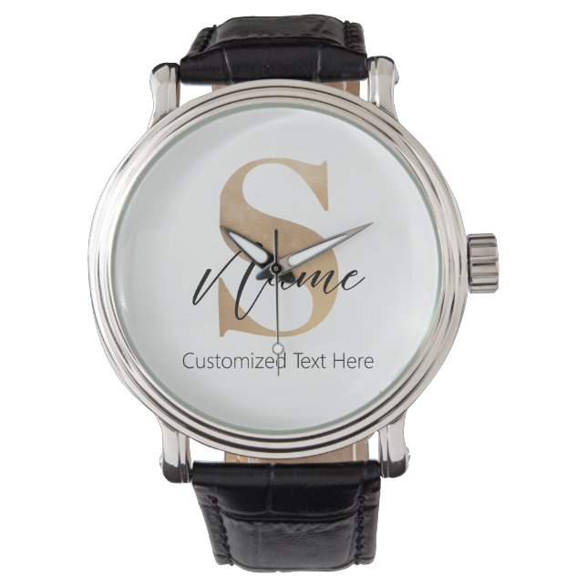 Montre Moderne Monogramme Initiale S & Nom Personnalisé (devant)