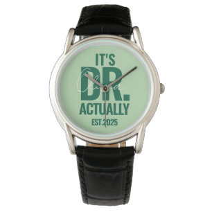 Montre Moderne personnalisé Dr Nom Date Bouton vert foncé
