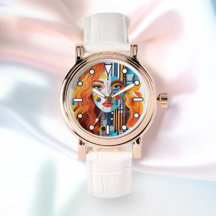 Montre Moderniste Géométrique Pop Art Femme Visage Dames