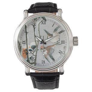 Montre Moineaux et Camélia dans la neige par Ando Hiroshi