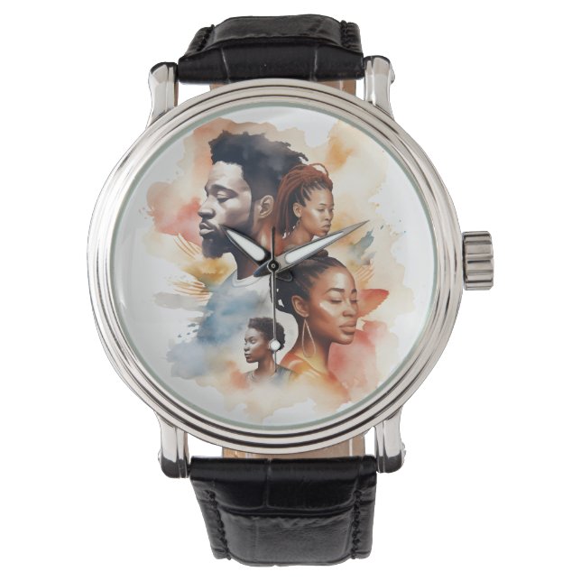 Montre Mois de l'histoire noire Afro Melanin (devant)