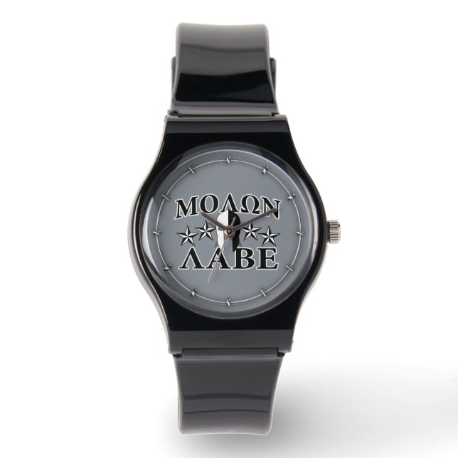 Montre Molon Labe Casque guerrier spartiate 5 étoiles B&W (Recto)