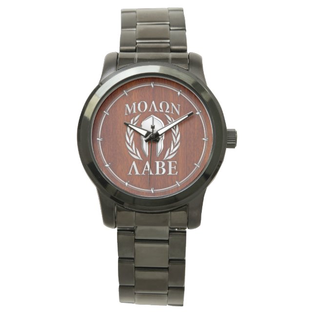 Montre Molon Labe Laurels guerrier spartiate Décor en boi (devant)