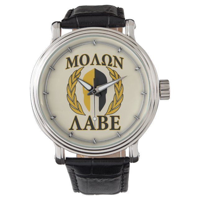 Montre Molon Labe Spartan Mask Laurels Décor Beige (devant)