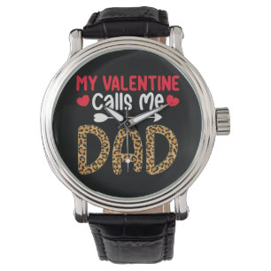 Montre Mon Valentin m'appelle Papa Léopard Carreaux de Bu