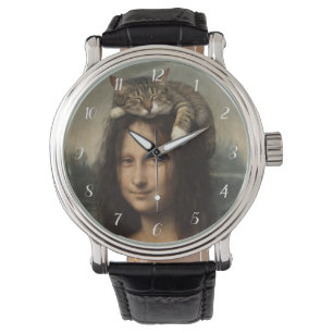 Montre Mona Lisa avec chat endormi