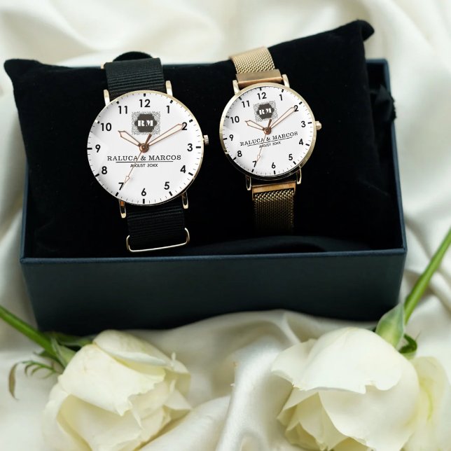 Montre  Monogram  Custom Couple Names – Elegant gift (Créateur téléchargé)