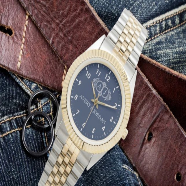 Montre Monogram lovers bride and groom wedding gift  (Créateur téléchargé)