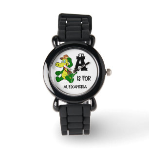 Montre Monogramme A personnalisé est pour Alligator drôle