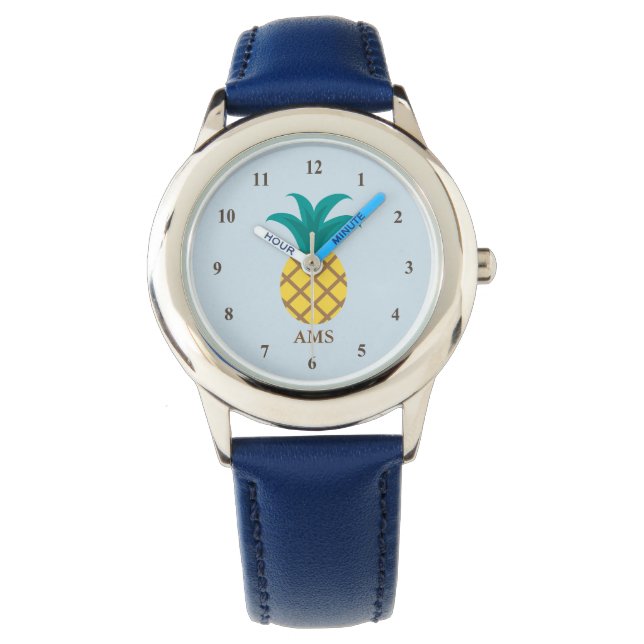 Montre Monogramme ananas enfants bleu (devant)