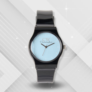 Montre Monogramme bleu minimaliste