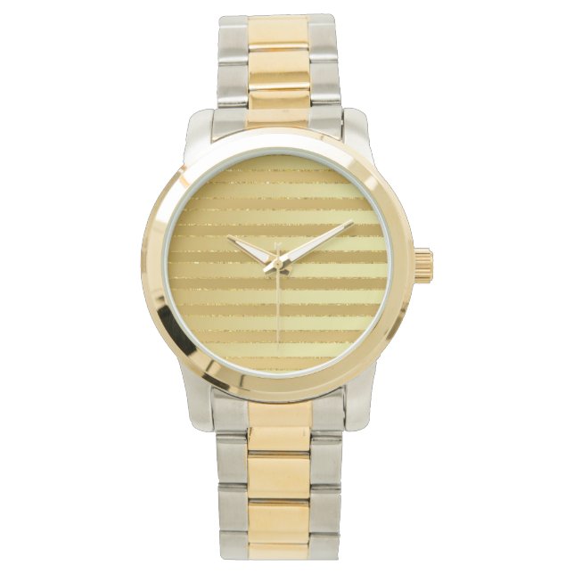 Montre Monogramme Chic Striped Gold Parties scintillant m (devant)