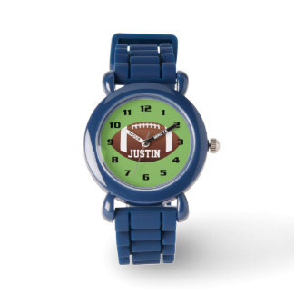 Montre Monogramme cool avec nom Football enfants