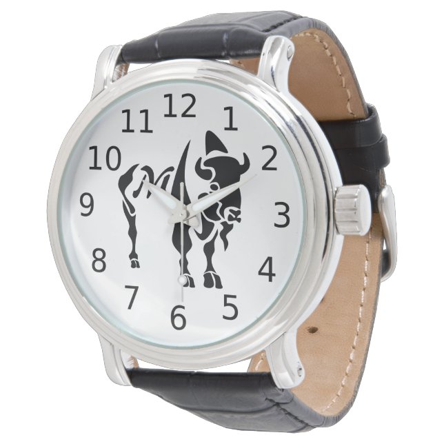 Montre Monogramme de buffle noir Silhouette (Incliné)